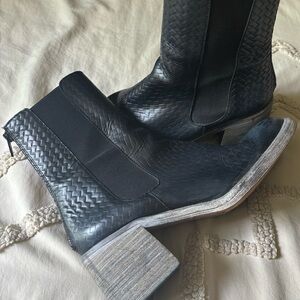 Free People Black Woven Heeled Boots